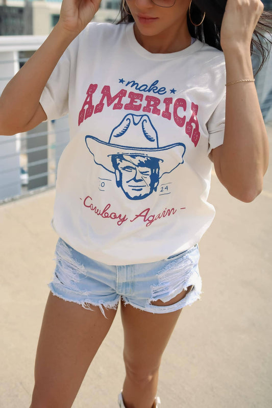 Make America Cowboy Again | Vintage White | Short Sleeve Tee