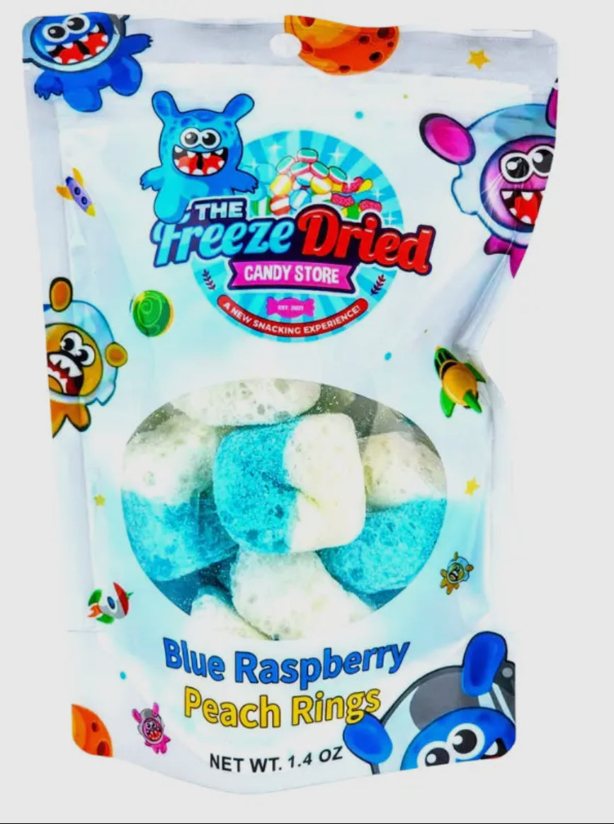 Freeze Dried Blue Raspberry Peach Rings