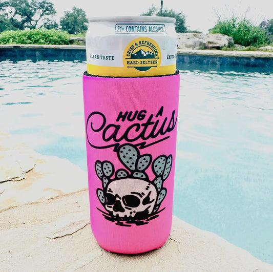 Hug A Cactus Can Cooler - Slim