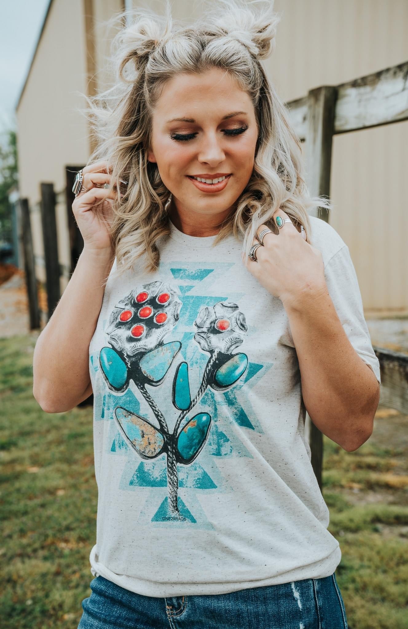 Turquoise Blossom Tee