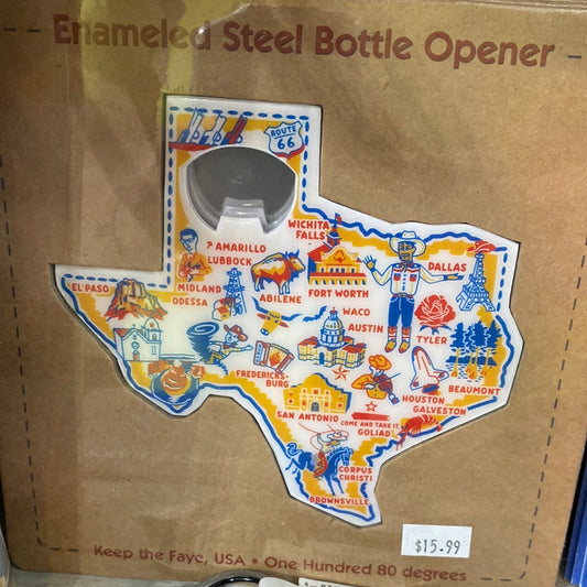 Enameled Steel Texas Bottle Opener