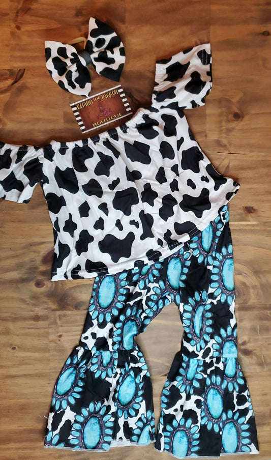 Cow Turquoise Bell Outfit