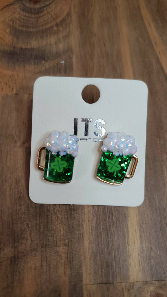 Green Beer Earrings