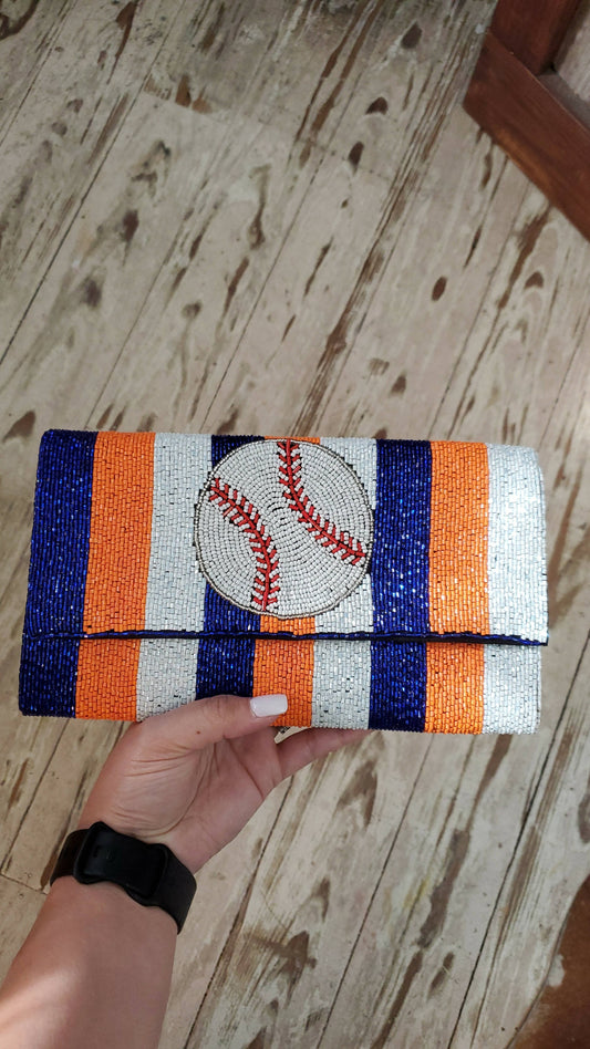 Beaded Baseball Clutch