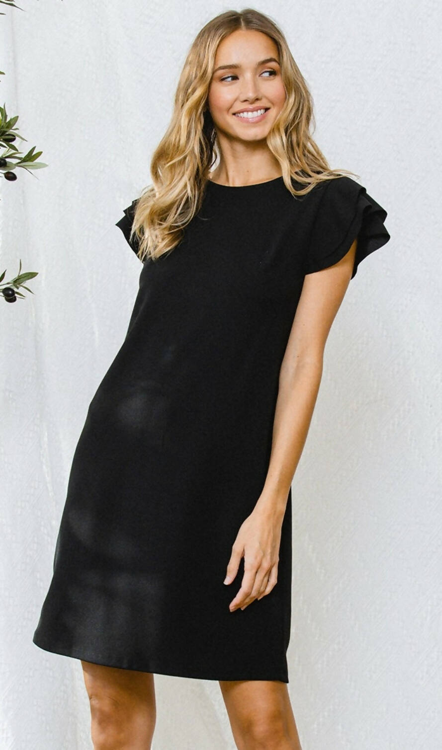 Womens Black Ruffle sleeve dress