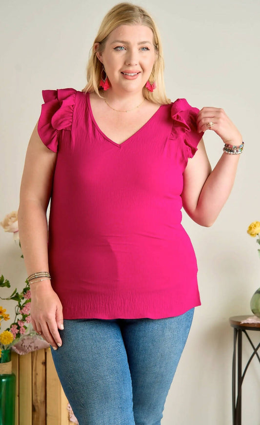 PZ Magenta Ruffle Top