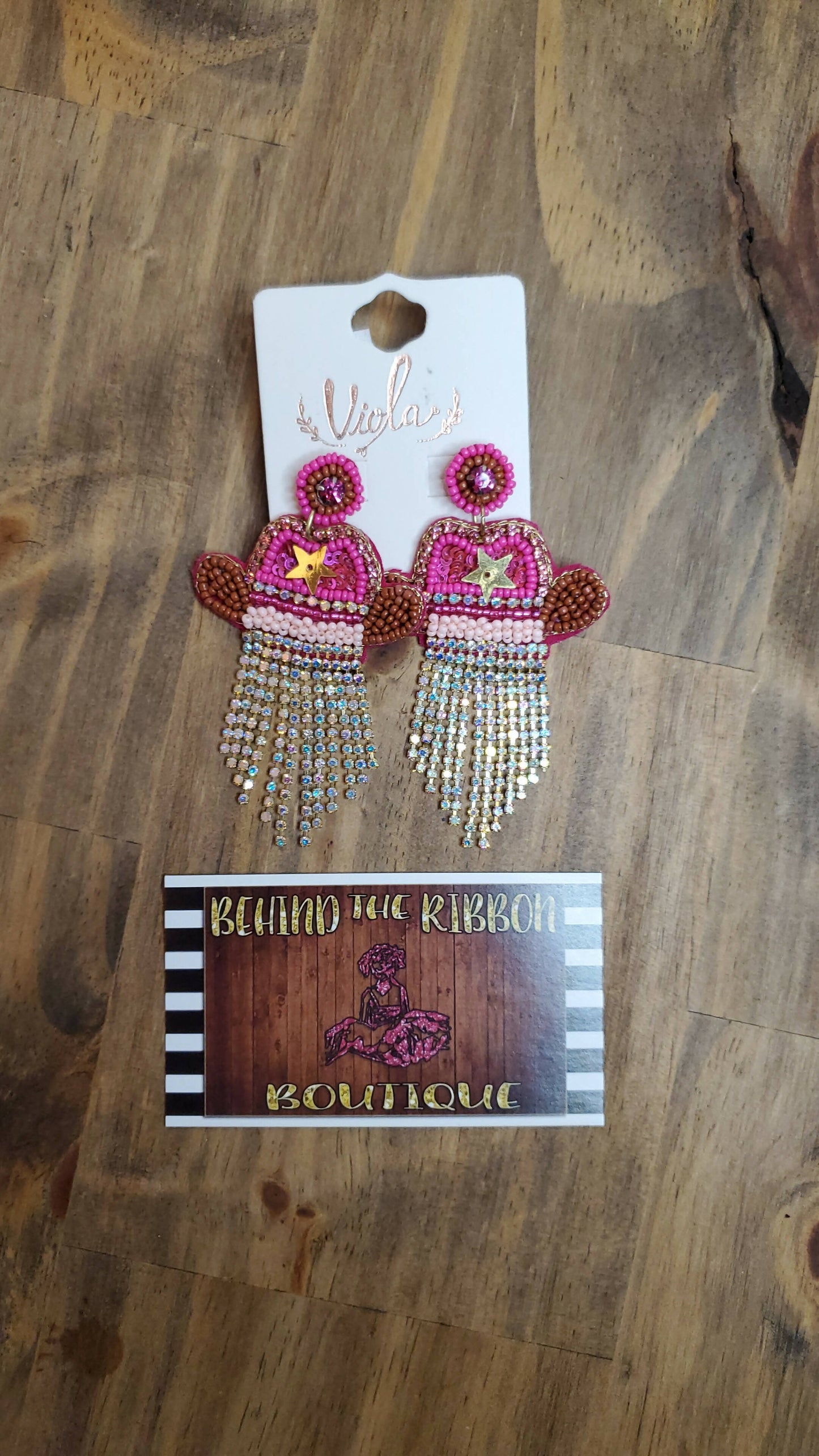 Bling Pink Cowboy Earrings